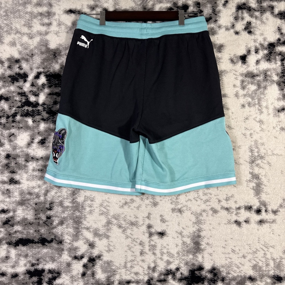 Puma Claw Pack Shorts Mens Size Large Black Teal Embroidered Active Y2k Street - Picture 2 of 10